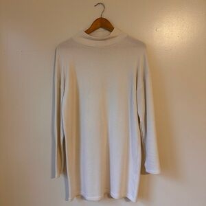 Cream Long Sleeve Turtleneck Knitted Sweater Dress